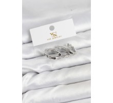 Pirinç Gümüş Renk Zirkon Taşlı Halka Yılan Model YSX Trio Küpe Seti - TJ-BKP11573