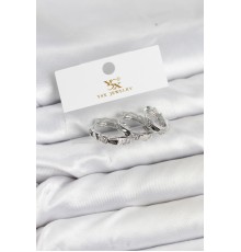 Pirinç Gümüş Renk Zirkon Taşlı Halka Yılan Model YSX Trio Küpe Seti - TJ-BKP11573