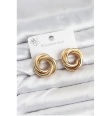 316L Çelik Gold Renk Lazerli Sarmal Halka Kadın Küpe - TJ-BKP11582