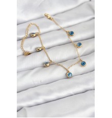 316L Çelik Gold Renk Minimal Nazar Model Kadın Bileklik - TJ-BB8165