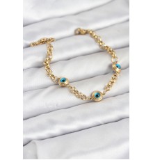 316L Çelik Nazar Model Gold Renk Kadın Bileklik - TJ-BB8166