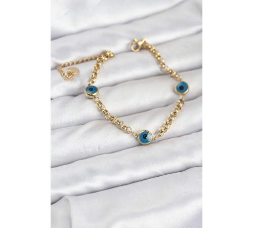 316L Çelik Nazar Model Gold Renk Kadın Bileklik - TJ-BB8167