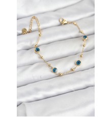 316L Çelik Gold Renk Topçuklu Nazar Model Kadın Bileklik - TJ-BB8168