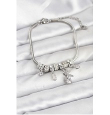 Pirinç Gümüş Renk Tinkerbell Charmlı Kadın Bileklik - TJ-BB8188