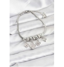 Pirinç Gümüş Renk Yonca Model Kadın Bileklik - TJ-BB8194