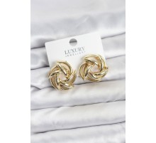 Gold Renk Pirinç Keskin Sarmal Model Kadın Küpe - TJ-BKP11600