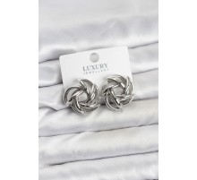 Gümüş Renk Pirinç Keskin Sarmal Model Kadın Küpe - TJ-BKP11601