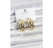 Gold Renk Pirinç Yarım Halka Model Kadın Küpe - TJ-BKP11602