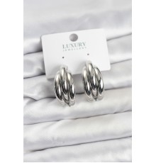 Gümüş Renk Pirinç Yarım Halka Model Kadın Küpe - TJ-BKP11603