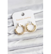 Pirinç Gold Renk Küçük Tırtıklı Halka Model Kadın Küpe - TJ-BKP11605