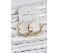 Pirinç Gold Renk Tırtıklı Halka Model Kadın Küpe - TJ-BKP11606