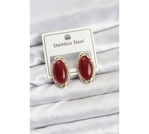 Kırmızı Badem Model Vintage Kadın Küpe - TJ-BKP11608