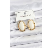 Beyaz Damla Model Pirinç Vintage Kadın Küpe - TJ-BKP11610