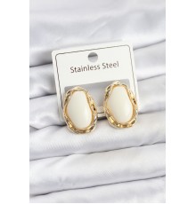 Beyaz Damla Model Pirinç Vintage Kadın Küpe - TJ-BKP11610