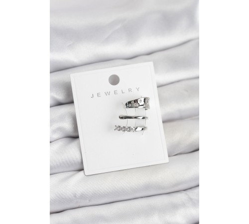 Gümüş Renk Zirkon Taşlı Pirinç Kıkırdak Küpe - TJ-BKP11614