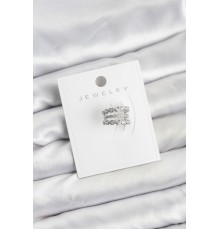 Gümüş Renk Zirkon Taşlı Pirinç Kıkırdak Earcuff Küpe - TJ-BKP11618