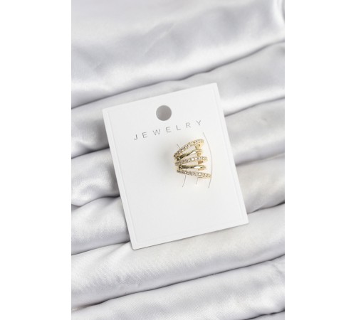 Gold Renk Pirinç Zirkon Taşlı Kıkırdak Earcuff Küpe - TJ-BKP11619
