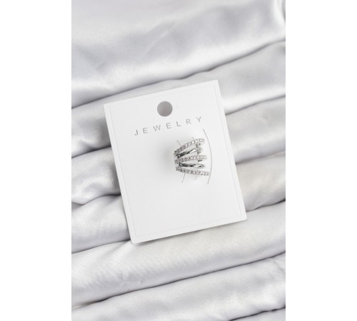 Gümüş Renk Pirinç Zirkon Taşlı Kıkırdak Earcuff Küpe - TJ-BKP11620