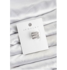 Pirinç Gümüş Renk Zirkon Taşlı Earcuff Kıkırdak Küpe - TJ-BKP11624