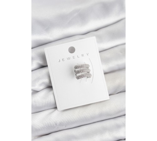 Pirinç Gümüş Renk Zirkon Taşlı Earcuff Kıkırdak Küpe - TJ-BKP11624
