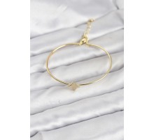 Gold Renk Pirinç Köşeli Yonca Model Kadın Bileklik - TJ-BB8233