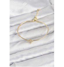 Gold Renk Pirinç Köşeli Yonca Model Kadın Bileklik - TJ-BB8233