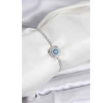 Nazar Model Zirkon Taşlı Gümüş Renk Asansörlü Su Yolu Bileklik - TJ-BB8239