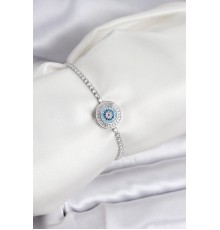 Nazar Model Zirkon Taşlı Gümüş Renk Asansörlü Su Yolu Bileklik - TJ-BB8239