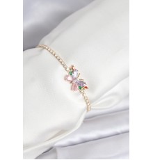 Renkli Kelebek Model Zirkon Taşlı Asansörlü Su Yolu Kadın Bileklik - TJ-BB8240