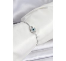 Göz Model Zirkon Taşlı Gümüş Renk Asansörlü Su Yolu Bileklik - TJ-BB8241