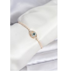 Göz Model Zirkon Taşlı Gold Renk Asansörlü Su Yolu Bileklik - TJ-BB8242