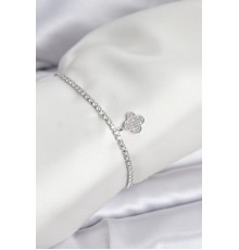 Yonca Model Zirkon Taşlı Gümüş Renk Asansörlü Su Yolu Bileklik - TJ-BB8243