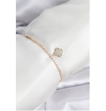 Yonca Model Zirkon Taşlı Gold Renk Asansörlü Su Yolu Bileklik - TJ-BB8244