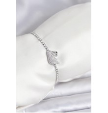 Kuğu Model Zirkon Taşlı Gümüş Renk Asansörlü Su Yolu Bileklik - TJ-BB8245