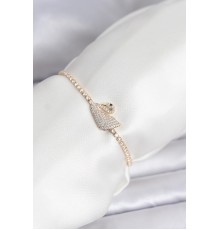 Kuğu Model Zirkon Taşlı Gold Renk Asansörlü Su Yolu Bileklik - TJ-BB8246