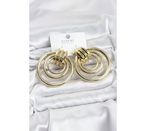 Pirinç Gold Renk Halka Model Vintage Kadın Küpe - TJ-BKP11629