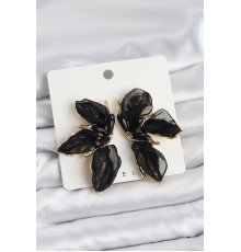 Lotus Model Siyah Renk Tüllü Kadın Küpe - TJ-BKP11630