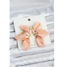 Lotus Model Yavruağızı Renk Tüllü Kadın Küpe - TJ-BKP11632