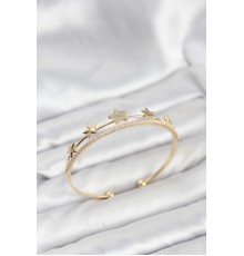 Yıldız Model Gold Renk Pirinç Kadın Bileklik - TJ-BB8247