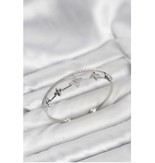 Pirinç Gümüş Renk Çiçek Model Kadın Bileklik - TJ-BB8254