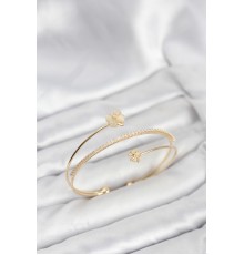 Yonca Çiçek Model Pirinç Gold Renk Kadın Bileklik - TJ-BB8257