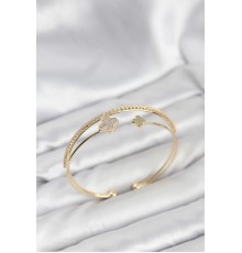 Yonca Model Pirinç Gold Renk Kadın Bileklik - TJ-BB8259