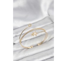 Yıldızlı Model Pirinç Gold Renk Kadın Bileklik - TJ-BB8261