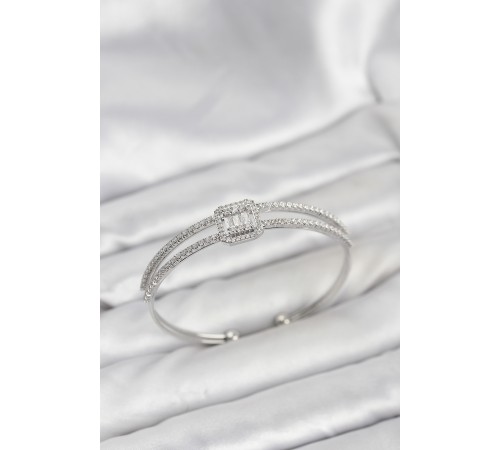 Pirinç Gümüş Renk Baget Model Kadın Bileklik - TJ-BB8264