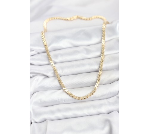 Pirinç Gold Renk Yassı Zincir Kadın Kolye - TJ-BKO10818