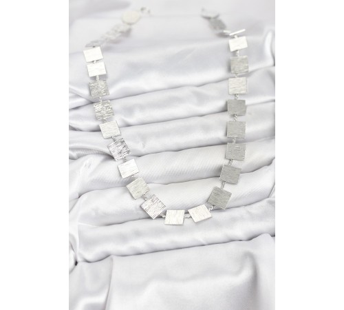 Kare Plaka Model Gümüş Renk Kadın Kolye - TJ-BKO10824