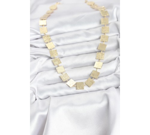 Kare Plaka Model Gold Renk Kadın Kolye - TJ-BKO10825
