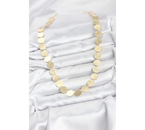 Yuvarlak Plaka Model Gold Renk Kadın Kolye - TJ-BKO10827
