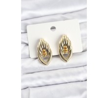 Pirinç Gold Renk Sarmal Damla Model Vintage Kadın Küpe - TJ-BKP11638