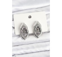 Pirinç Gümüş Renk Sarmal Damla Model Vintage Kadın Küpe - TJ-BKP11639